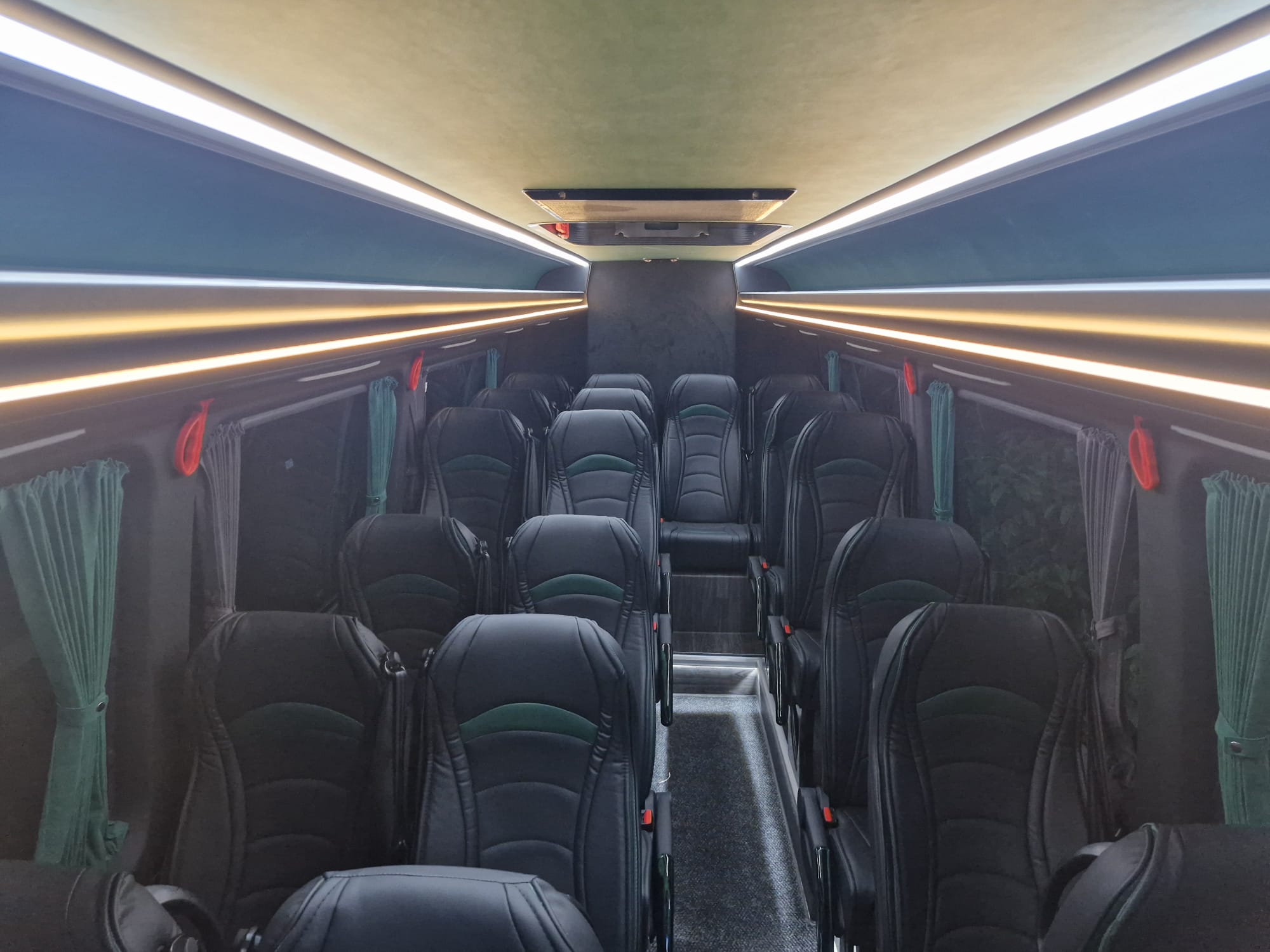 Modern coach interior with premium seating