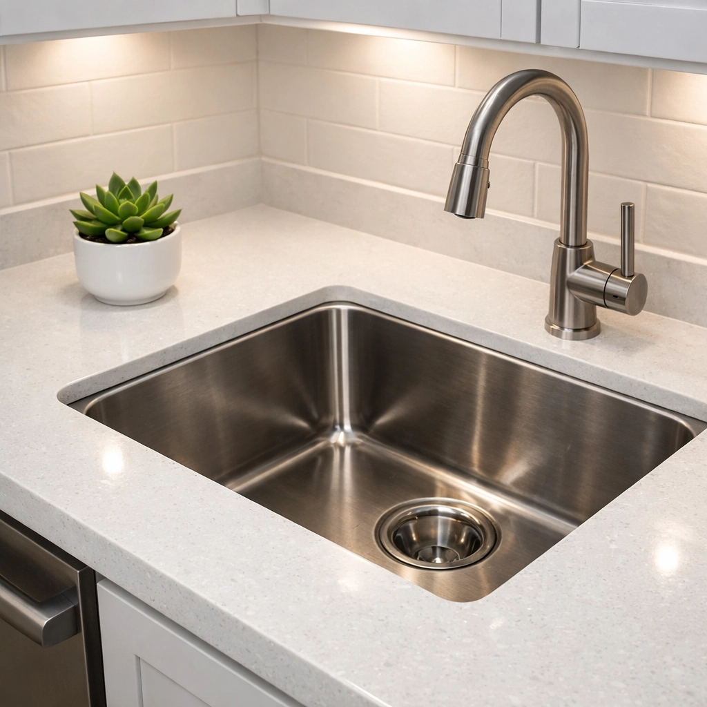 Close-up of a spotless modern kitchen following a deep move-out cleaning for a Detroit rental property.