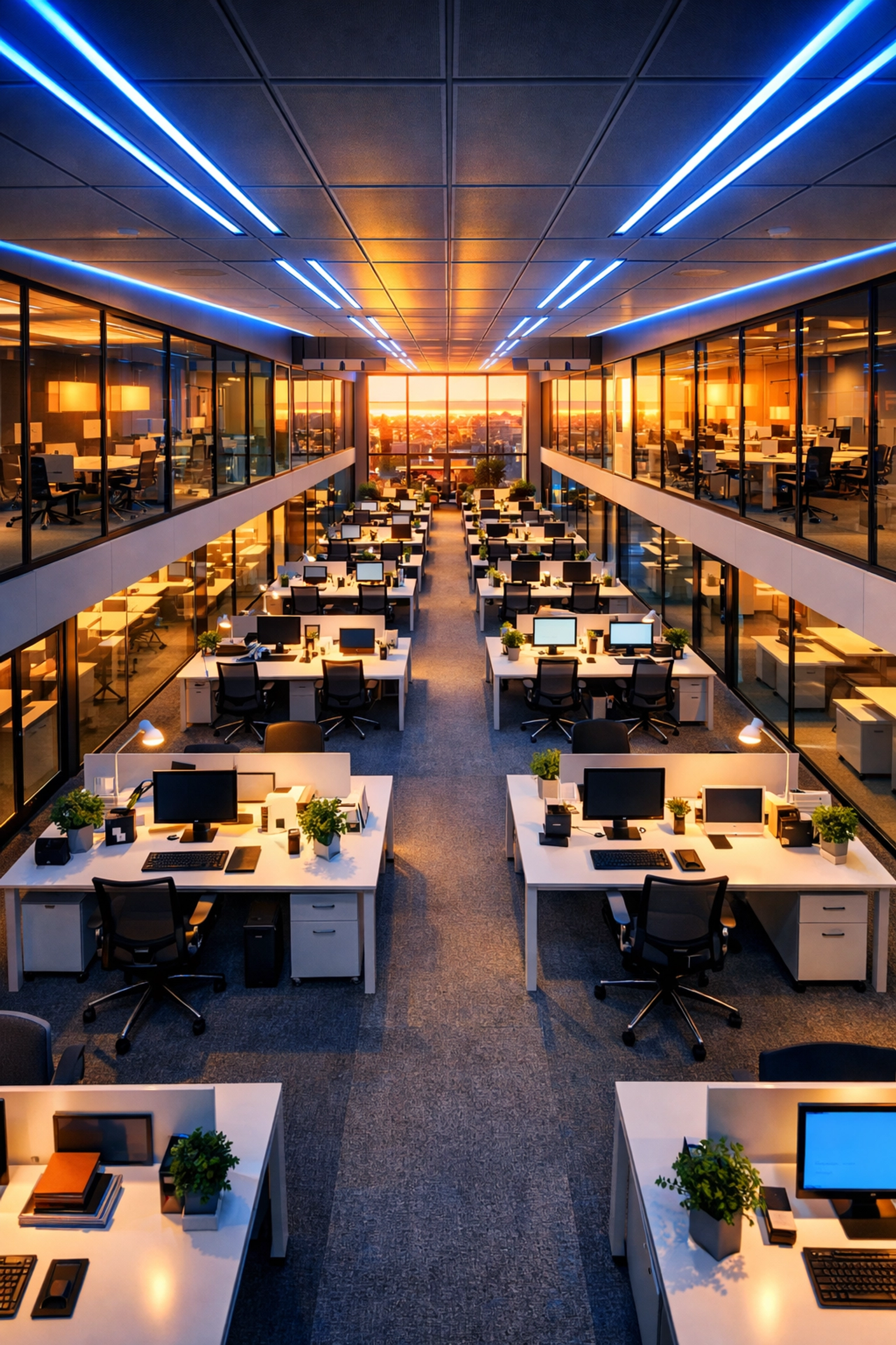 Premium open-plan office in Leominster perfectly organized after professional eco-friendly commercial cleaning.