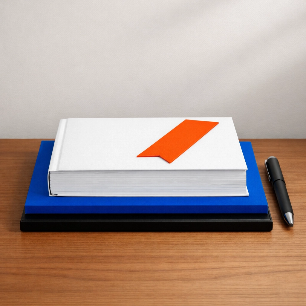 The Ethical Sales Handbook with an orange bookmark, representing a high-value guide for small businesses.