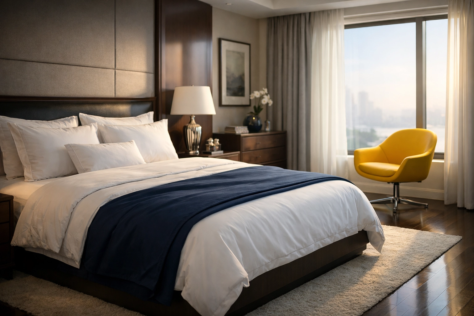 Impeccably clean bedroom after a full house cleaning Boston MA service for a stress-free home environment.