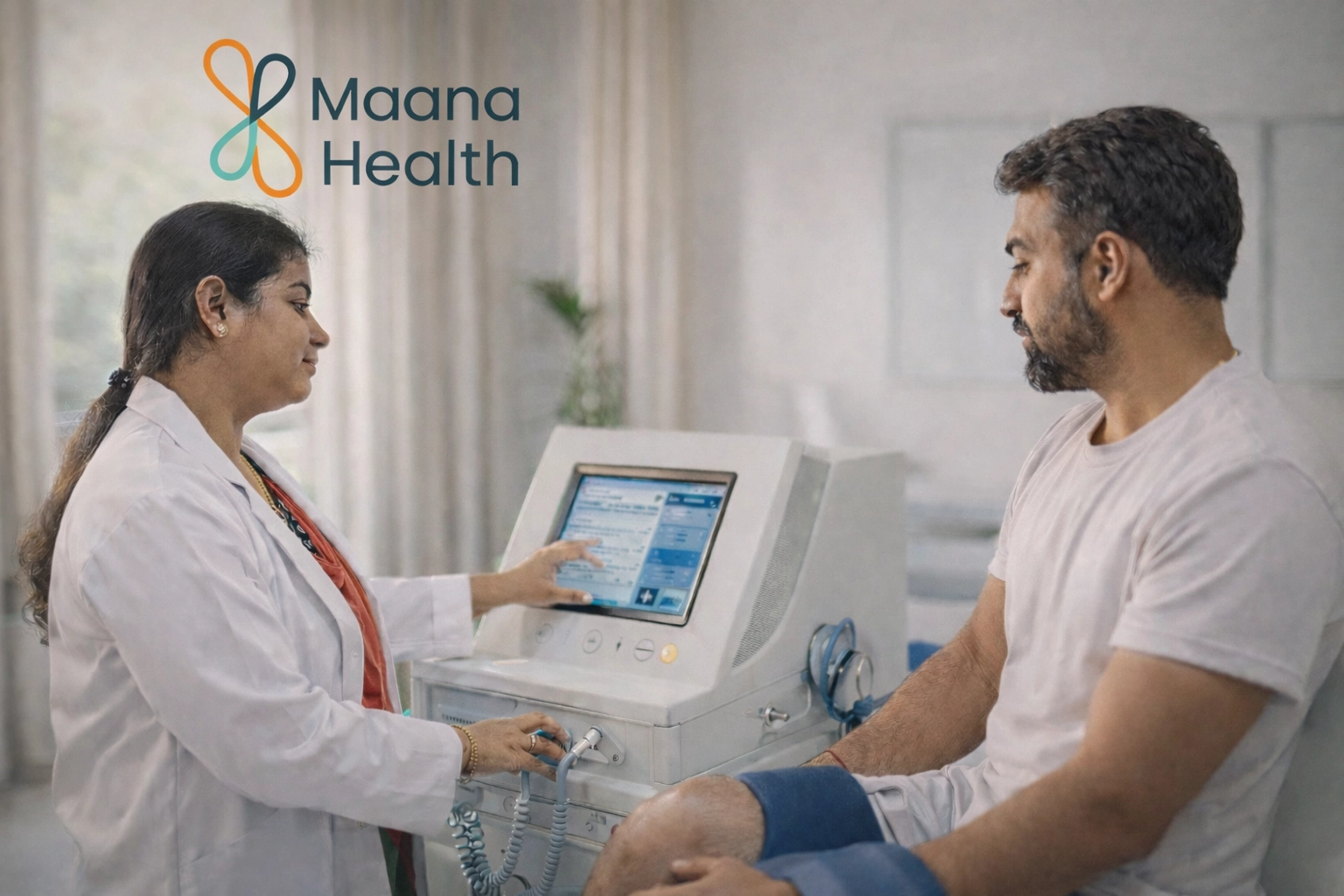 Maana Health doctor operating advanced diagnostic device