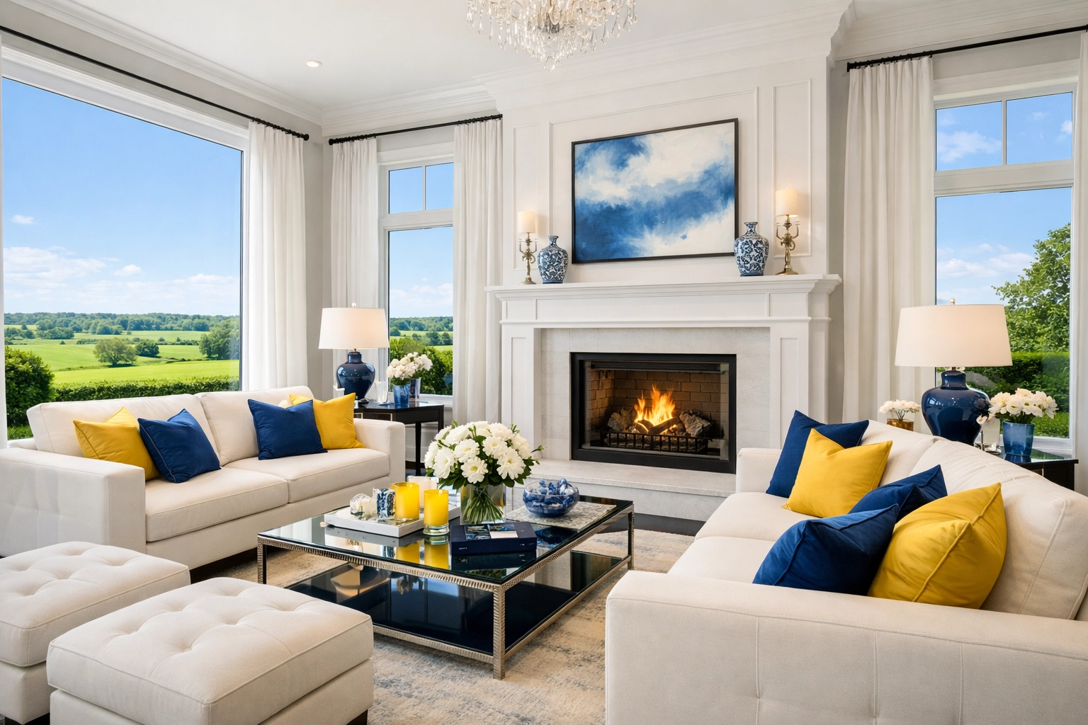 A perfectly guest-ready Hamilton estate living room showcasing the results of professional luxury cleaning.