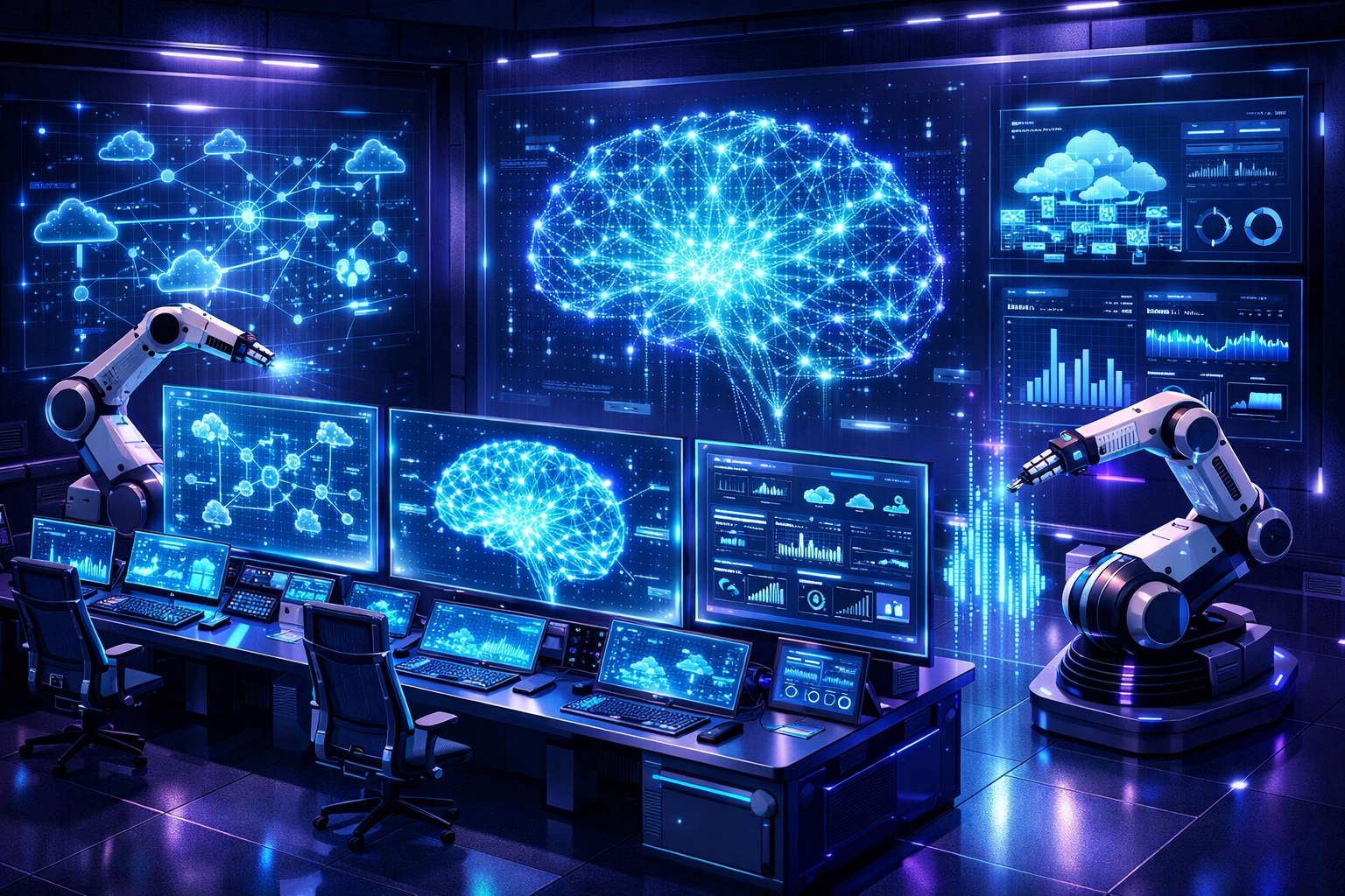 ServiceNow ITOM command center with AI-powered network monitoring and automated operations dashboards