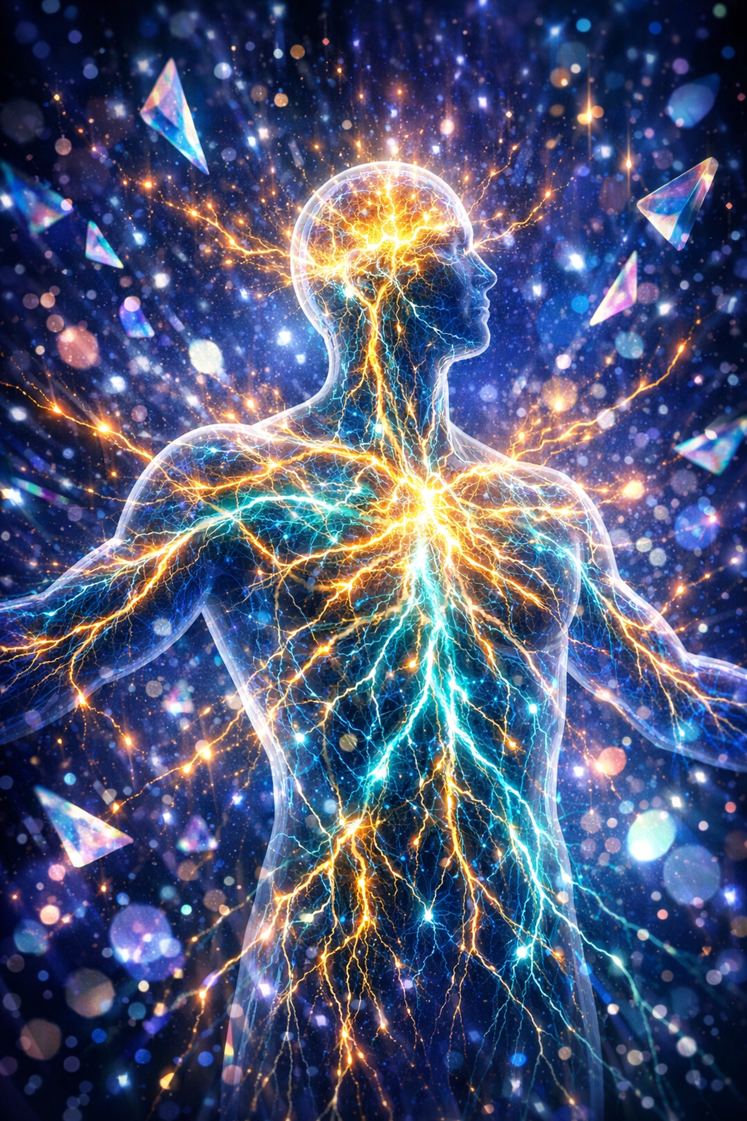 Glowing neural network silhouette illustrating high-performance nervous system regulation.