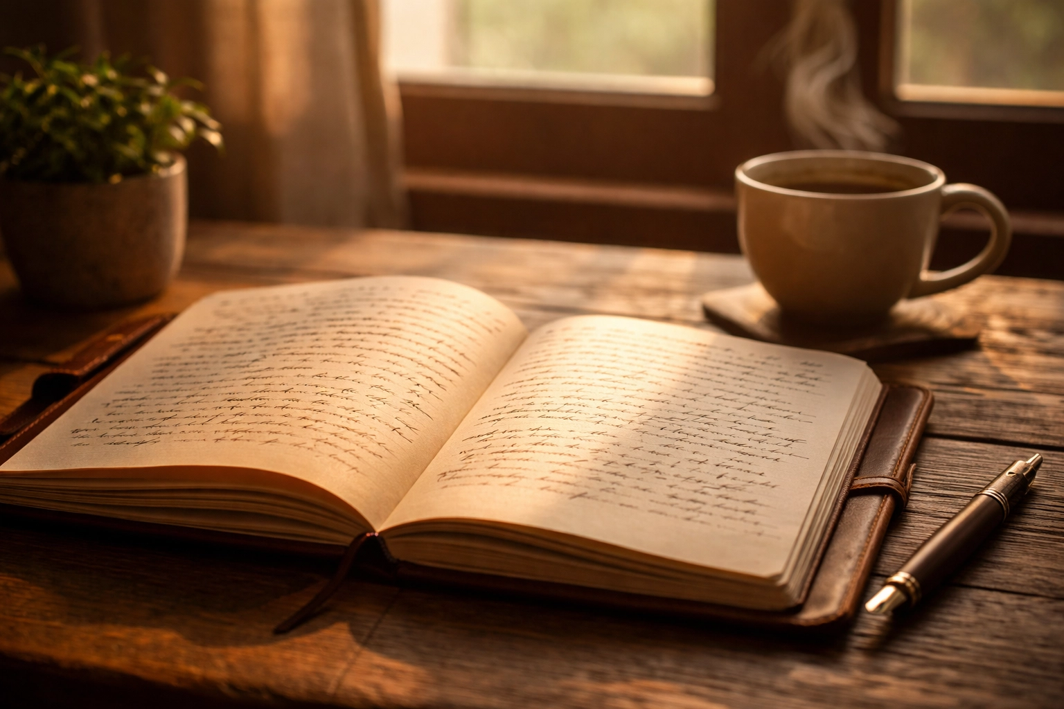 Journal with handwritten notes for leadership reflection and purpose alignment