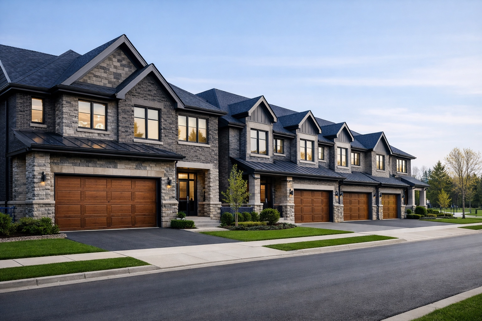 Modern new construction detached homes and townhouses in Bradford and Innisfil, Simcoe County.