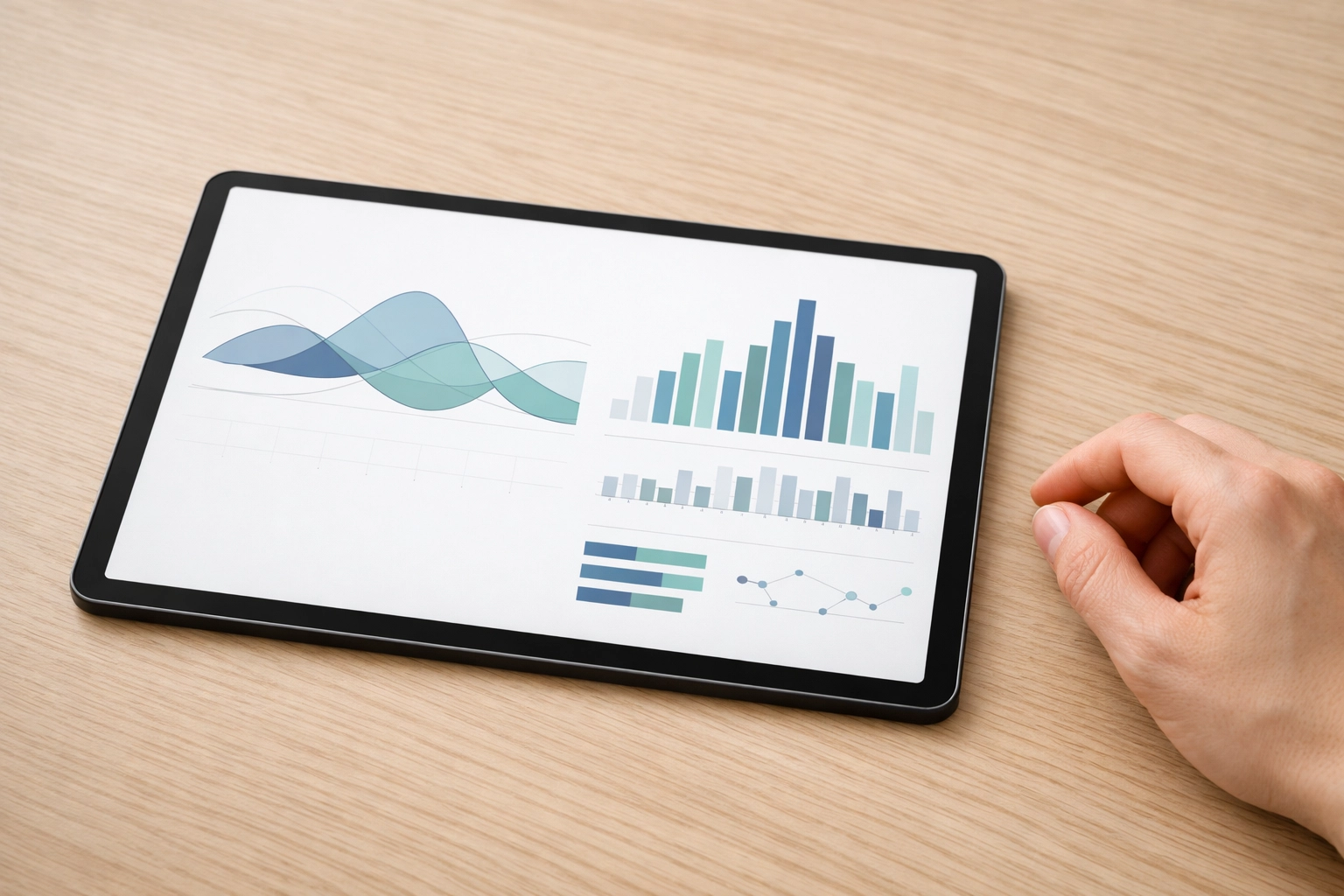 The Headset Snitch: How AI Sentiment Monitoring Impacts Workers 2 Digital tablet displaying employee performance analytics and sentiment monitoring data visualizations.