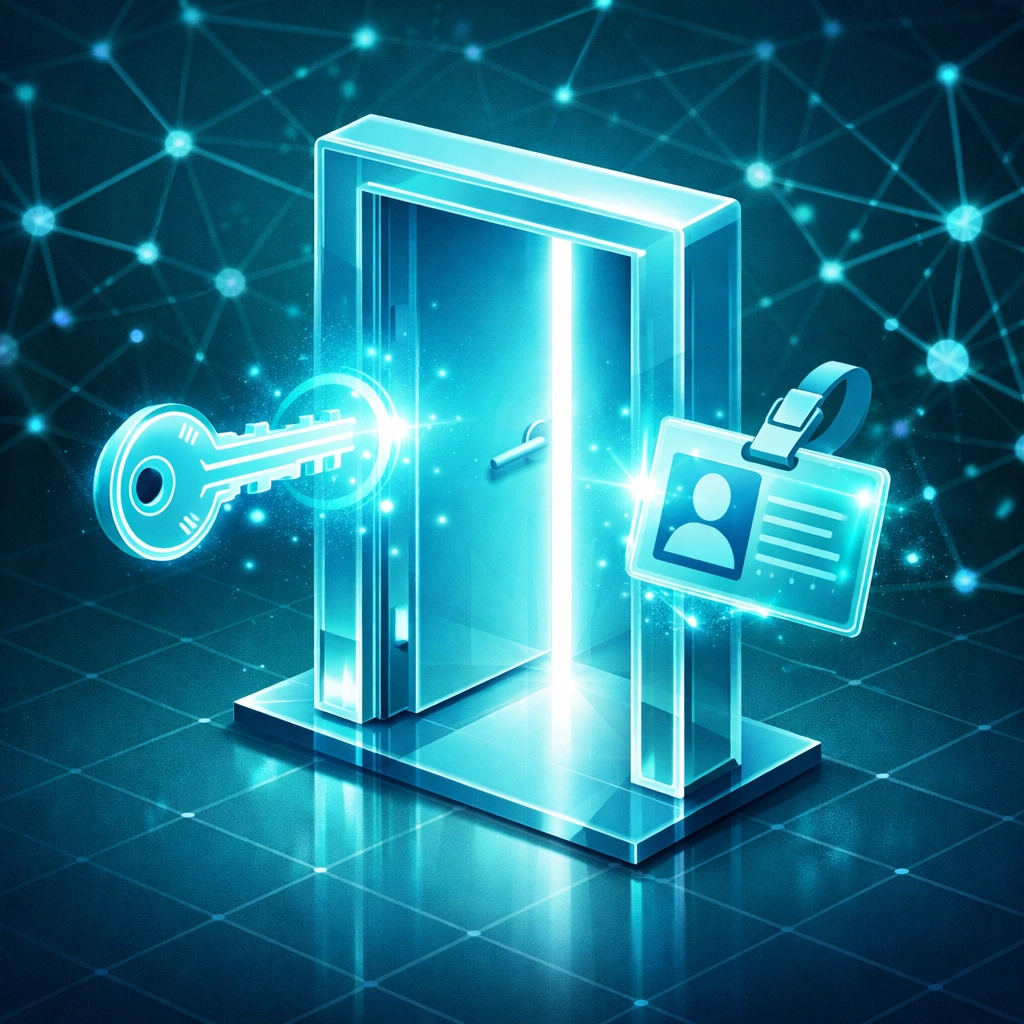 Digital portal showing a hacker logging in with stolen credentials to bypass small business security.