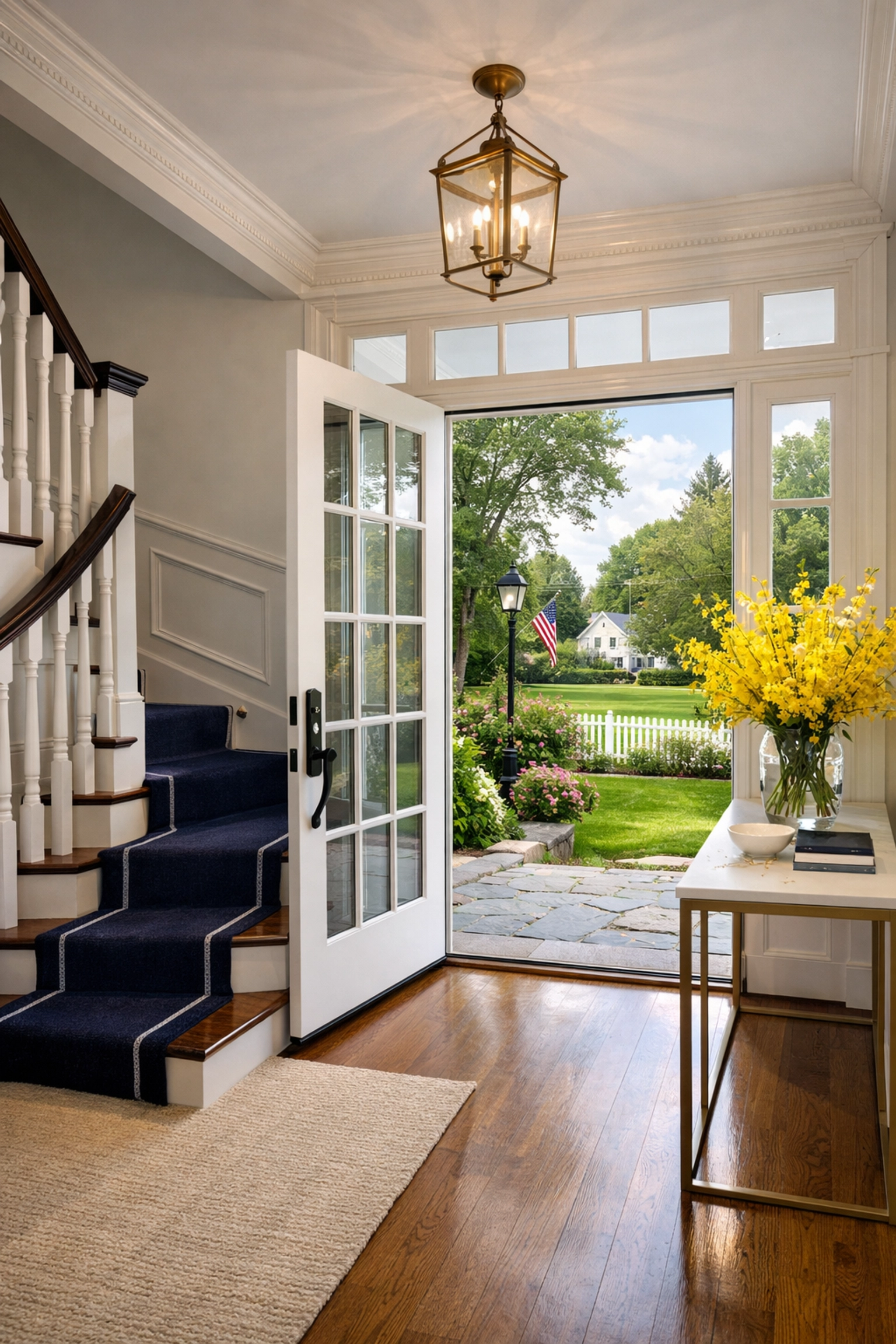 Spotless entryway of a renovated home ready for residents after post construction cleaning Walpole.