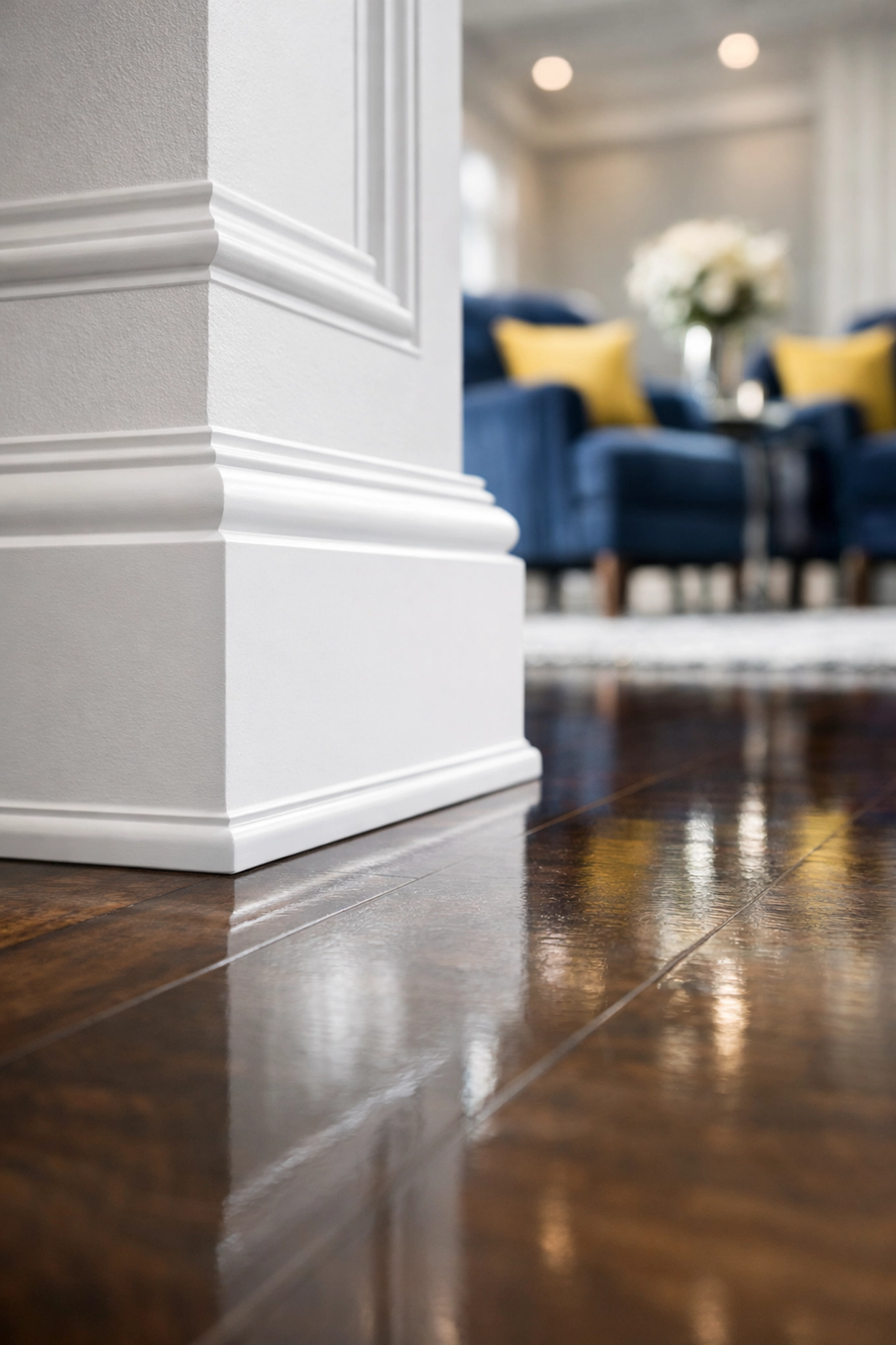 Dust-free architectural details from weekly house cleaning Wellesley MA in a luxury home.