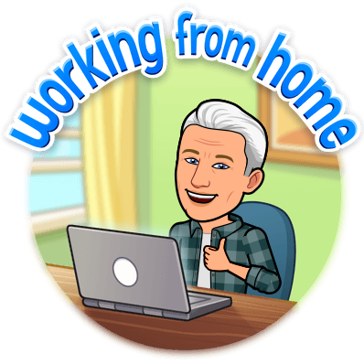 Working from Home Cartoon A cartoon image of a professional working remotely at a laptop, with the phrase 'working from home' above. Suitable for illustrating Brick Taxes LLC's flexible, virtual tax preparation and advisory services for clients who prefer remote consultations.