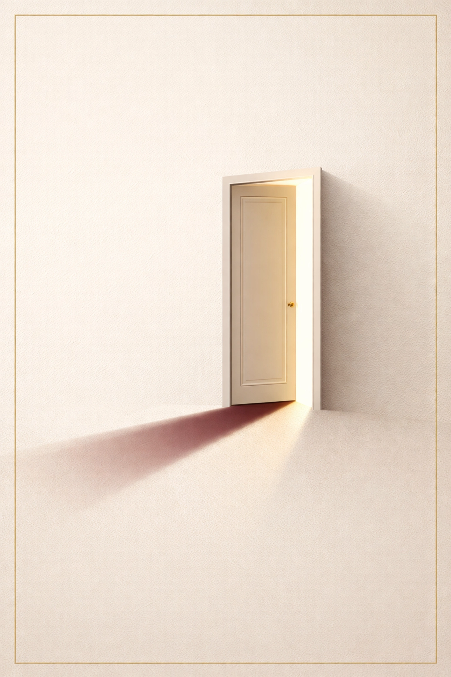 A slightly open door with golden light, symbolizing new opportunities and the start of the boss era