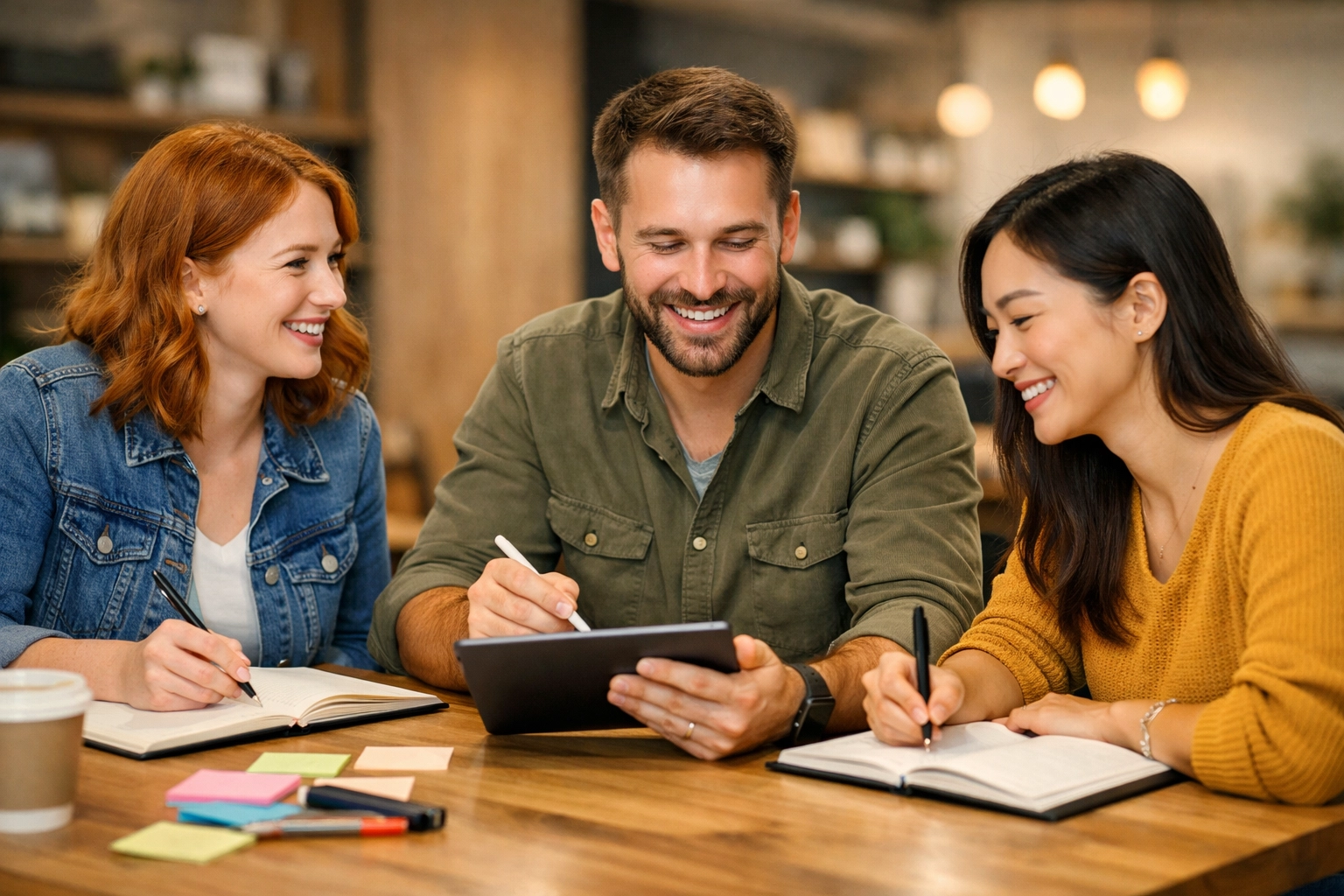 An engaged team brainstorming marketing strategy, freed from manual tasks by business automation.