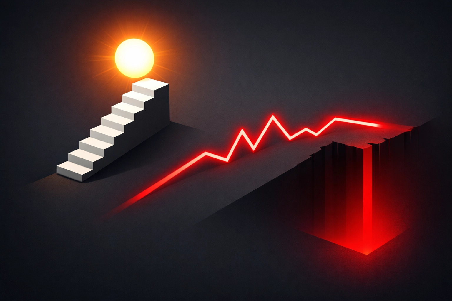 Visual comparison of long-term SEO growth for tradespeople versus risky shortcuts and search penalties.
