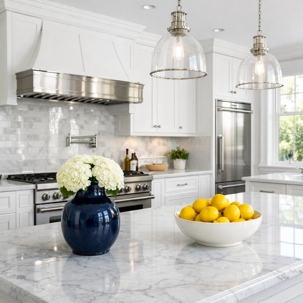 Immaculate kitchen surfaces in a Westborough home after a professional deep cleaning service.