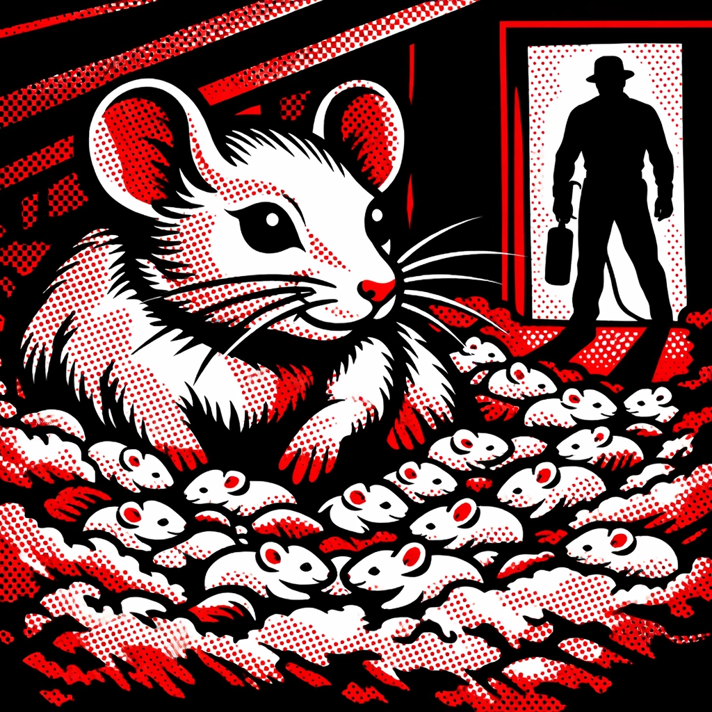 Comic art of a mouse nest in attic insulation discovered by a Pest X technician in Jasper AL.