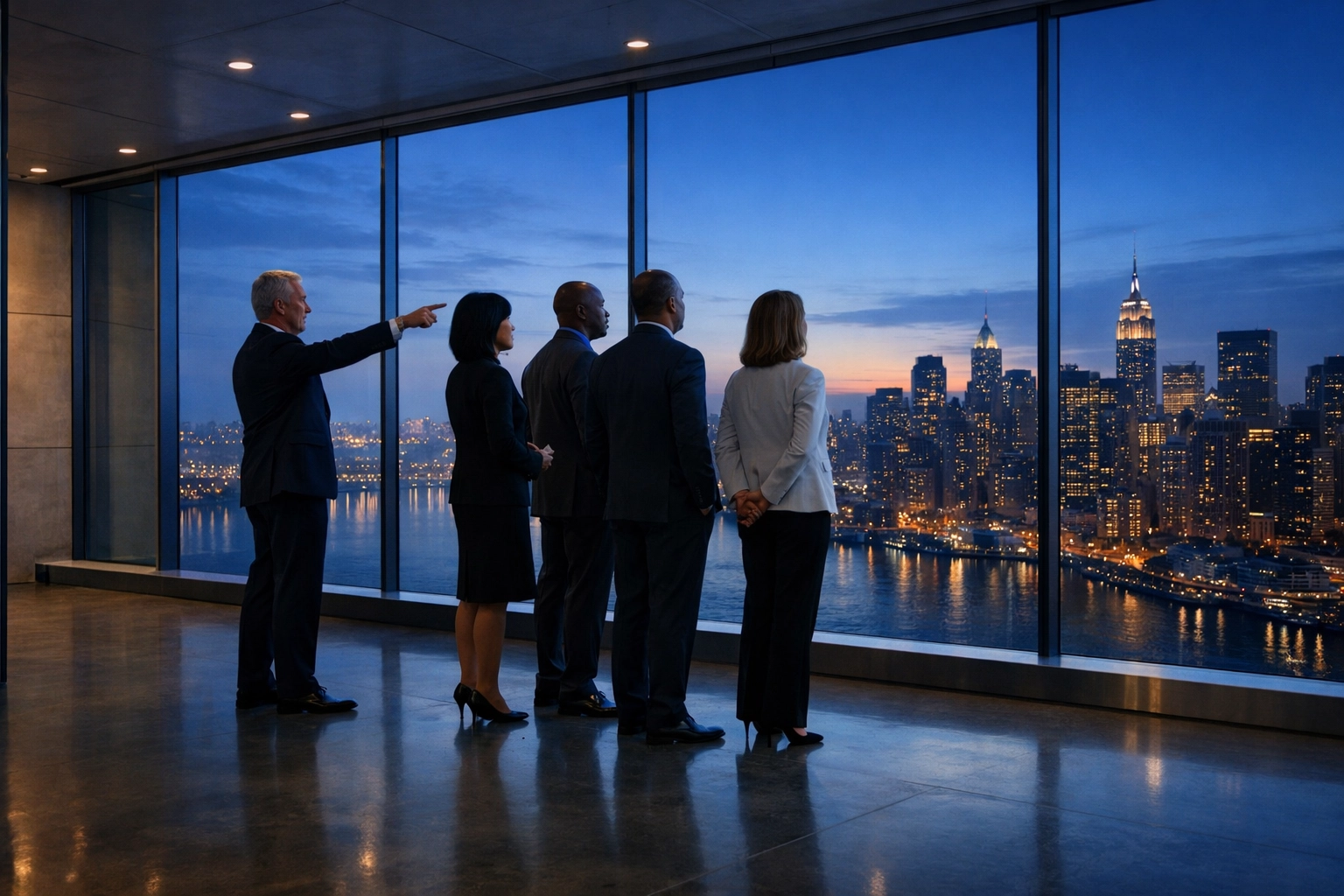 Dakdan Worldwide executives planning global brand expansion from a high-rise strategic consulting headquarters.