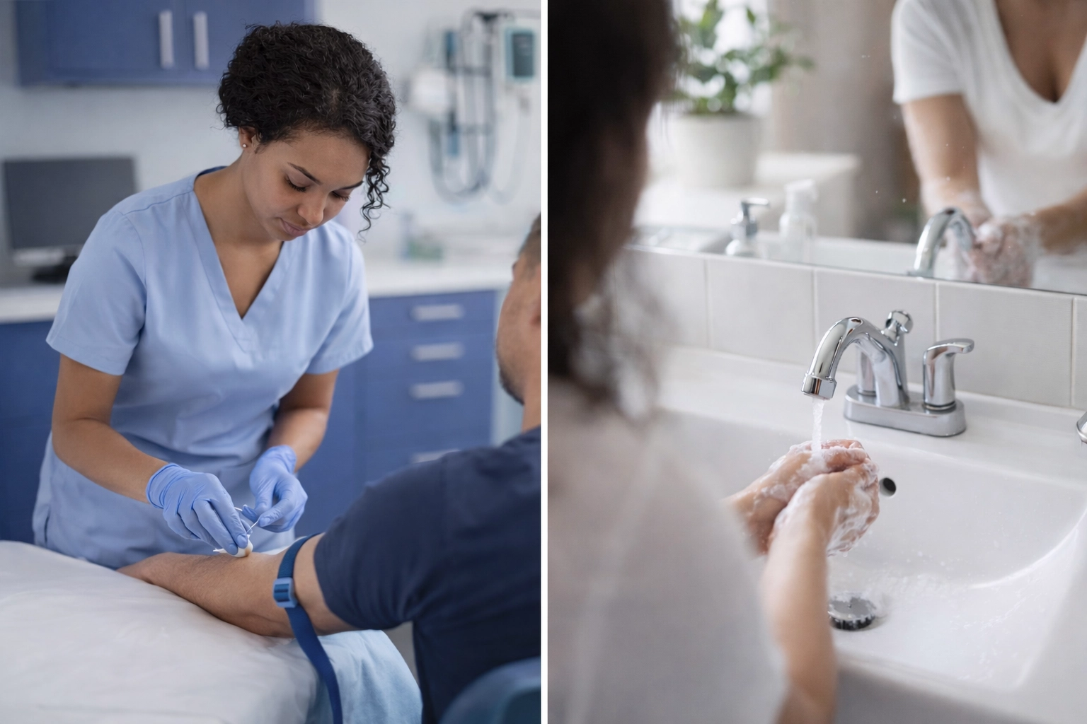 Person seated at a clean home desk preparing paperwork with a laptop and calendar (at-home testing context without kits; Luxury Clinical lifestyle photo)