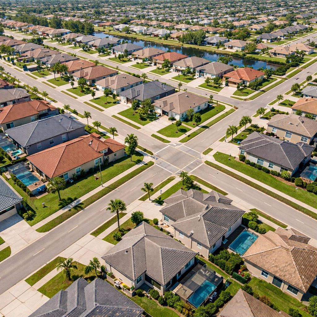 Cape Coral inland neighborhood with newer construction homes in northeast quadrant