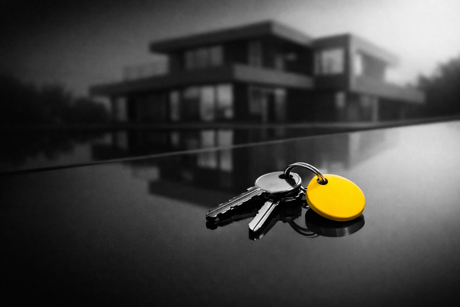 House keys on a dark surface, symbolizing trust and lead generation in real estate agent marketing.