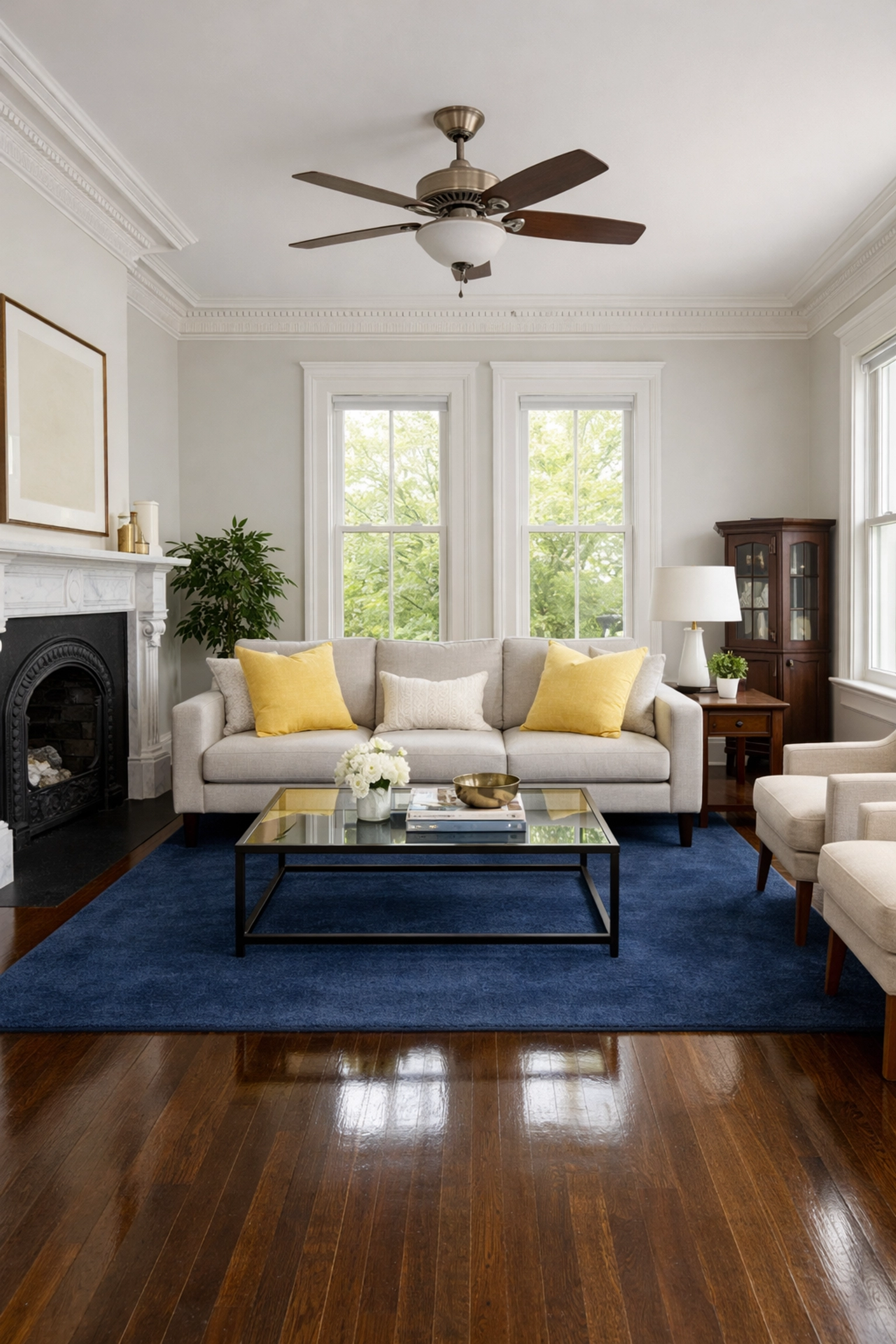 Immaculate living room in a Worcester MA home showing the results of professional house cleaning Worcester MA.