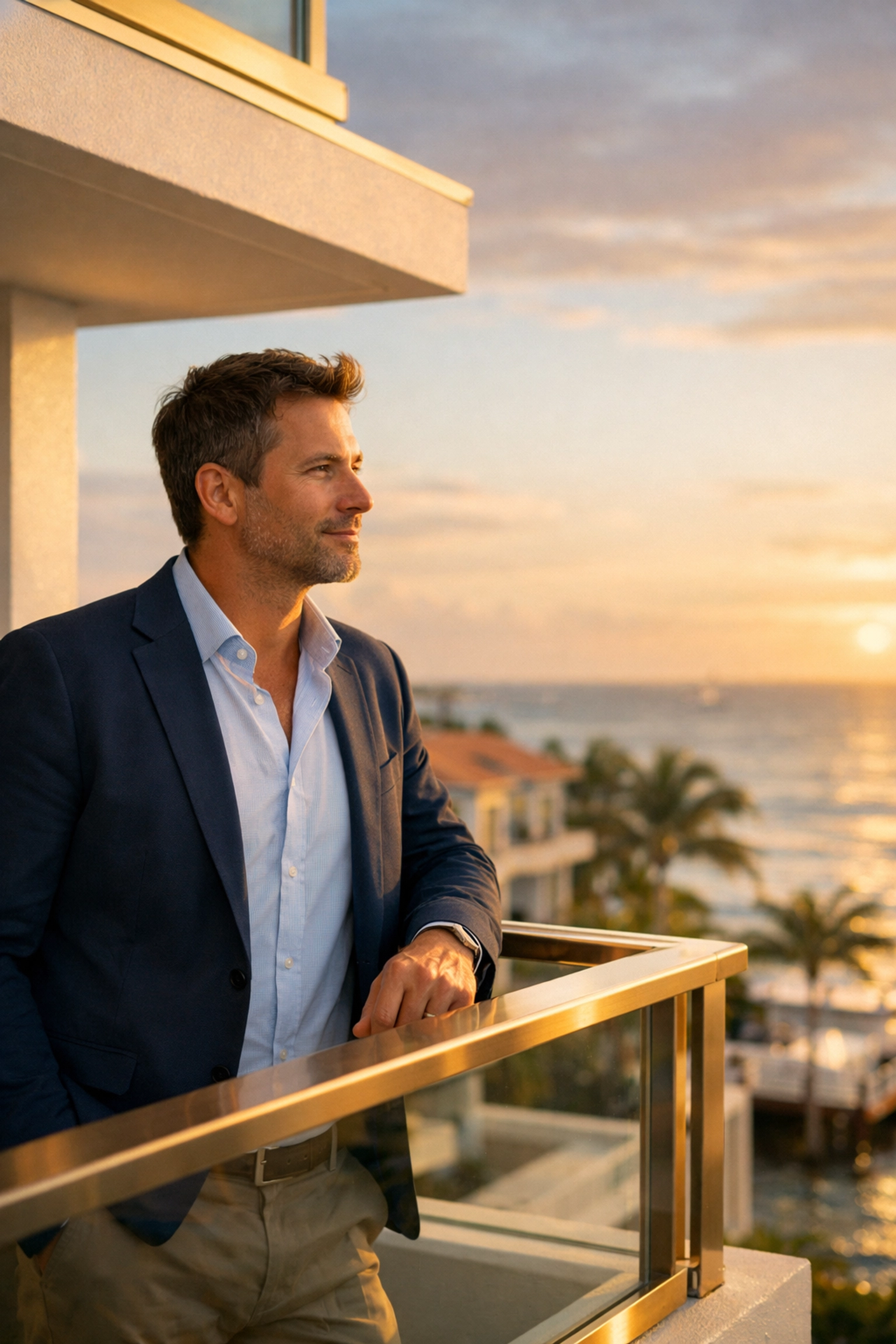 Confident man in Delray Beach experiencing regained energy and vitality through hormone optimization.