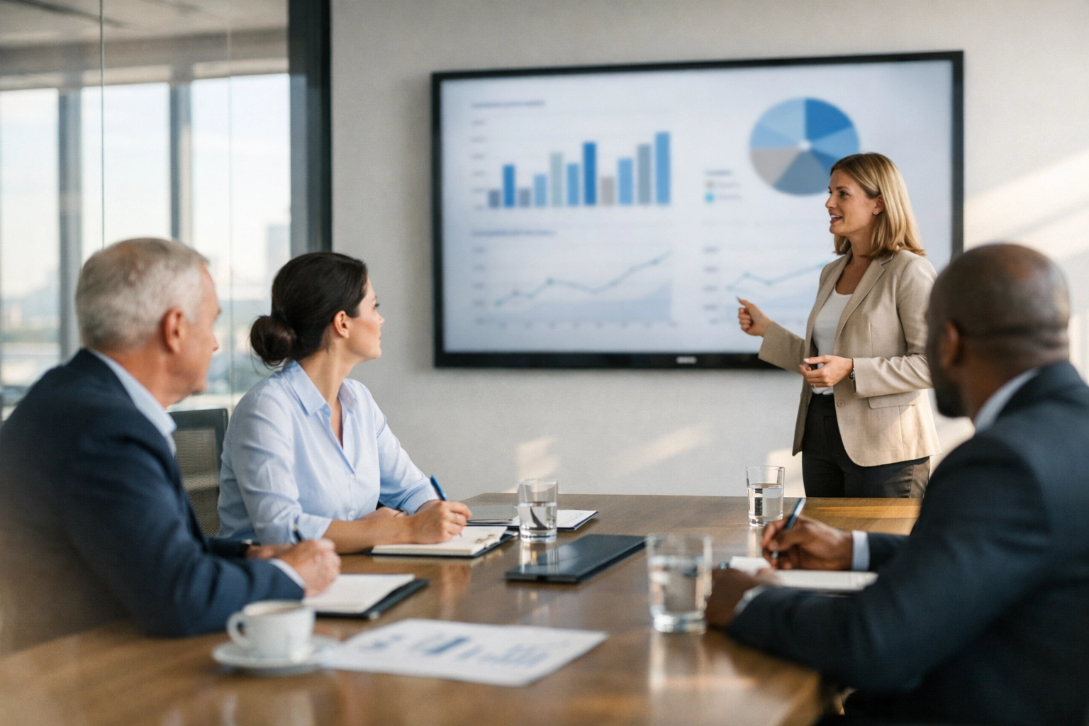 ServiceNow consulting services review of ITOM metrics and ITAM health during a strategic ROI meeting.