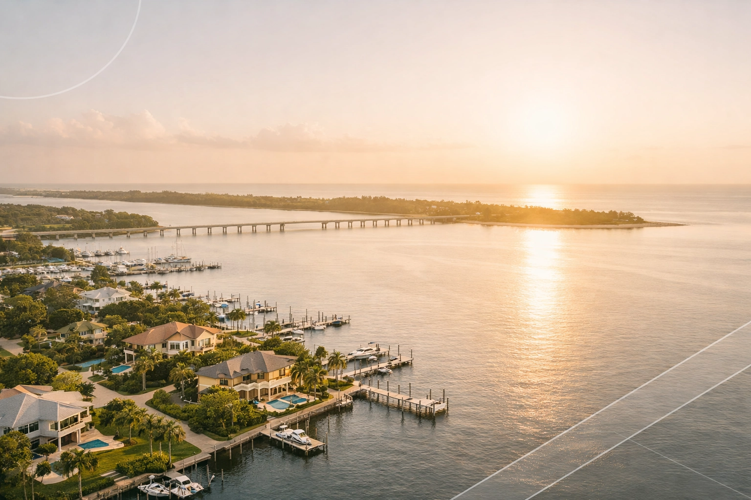 Aerial view of Stuart Florida waterfront and Jupiter Island Treasure Coast community