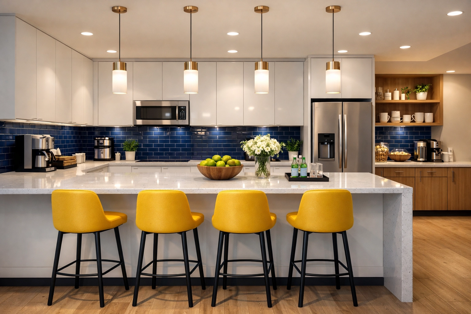 A sparkling clean and organized commercial breakroom in Randolph MA, ready for a fresh start to the day.