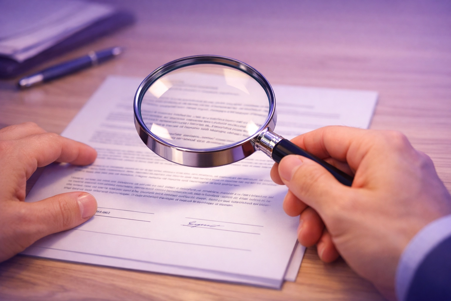 Person inspecting a loan contract for hidden fees before getting a guaranteed loan approval in Canada.