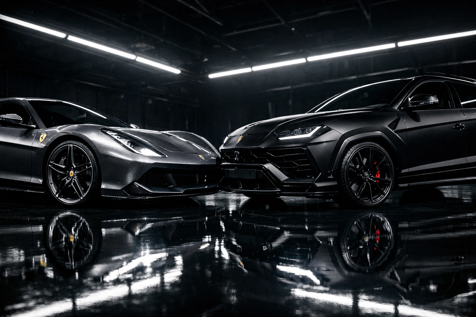 High-performance Ferrari and luxury SUV illustrating penalty-free vehicle swaps for sports pros.