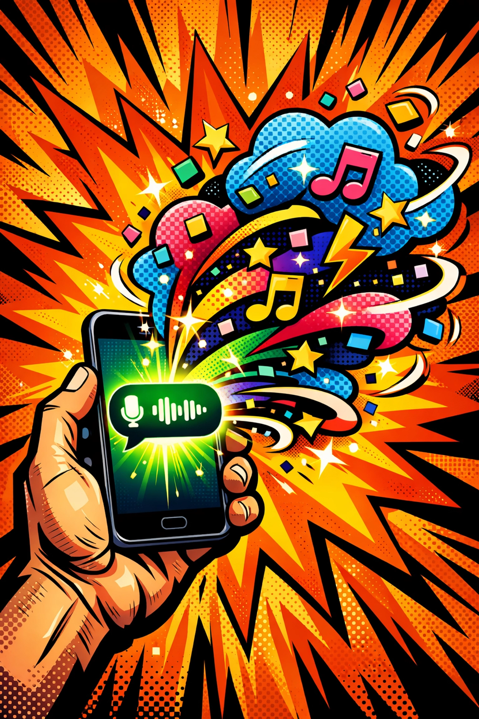 AI business automation tools transforming a voice note into social media content on a phone.