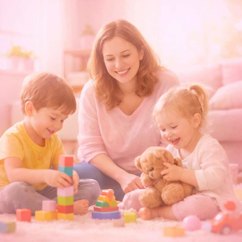 Mother and children safe in domestic violence housing assistance shelter