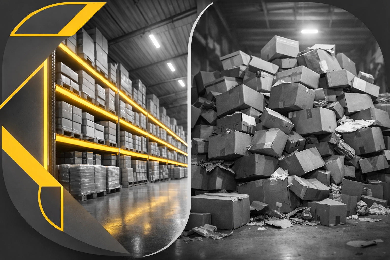 Organized Amazon FBA warehouse inventory versus disorganized stock management