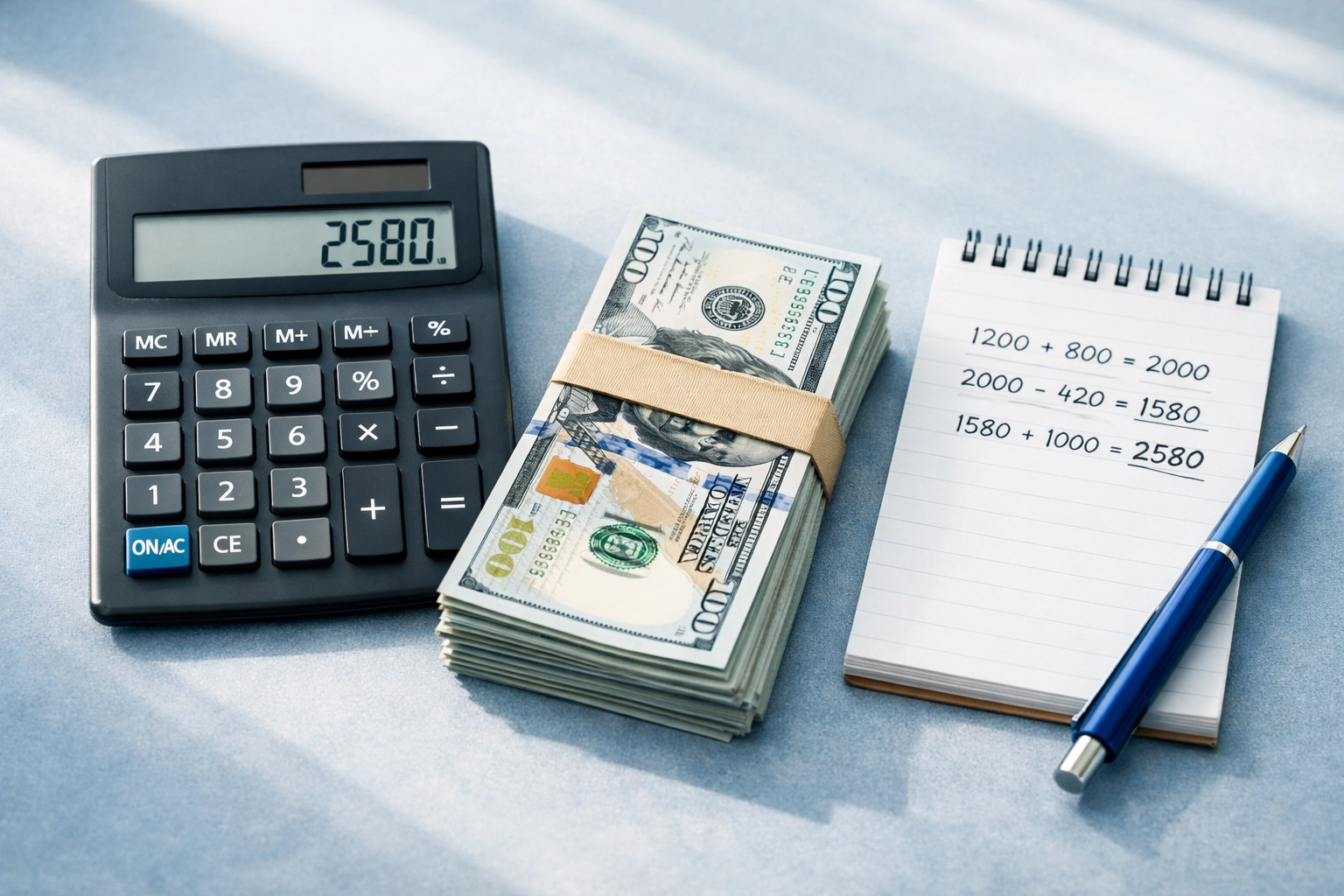 Calculator and cash showing Florida land trust setup and maintenance costs