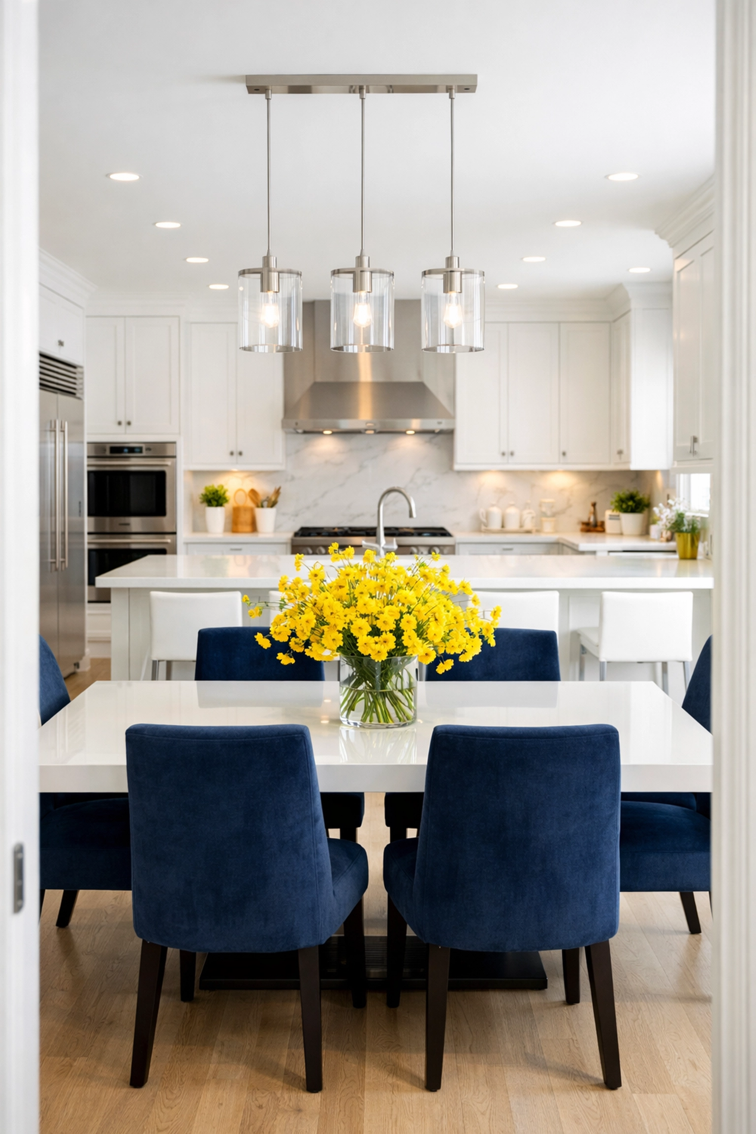 Bright and sanitized dining area following a scheduled weekly house cleaning Ayer MA visit.