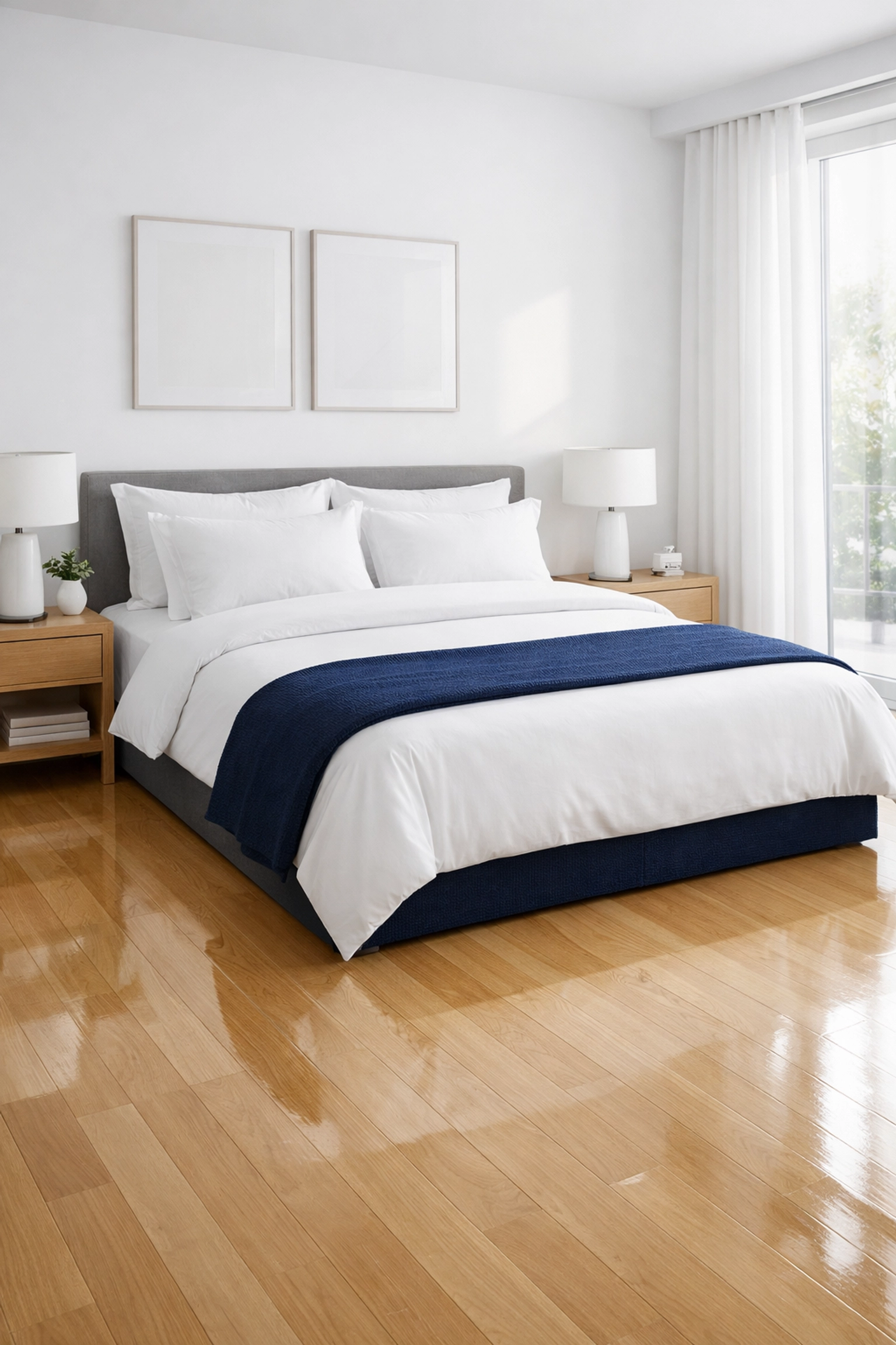 A dust-free bedroom in Dunstable MA, promoting healthy indoor air through professional house cleaning.