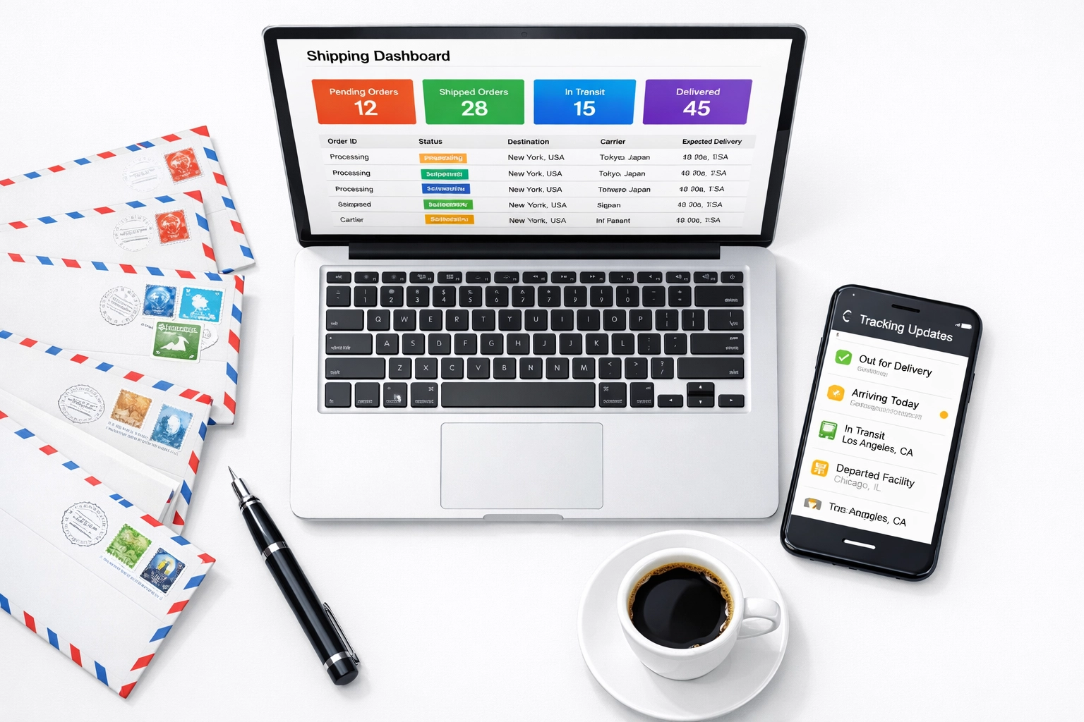 Online express courier booking dashboard showing shipping rates and tracking options