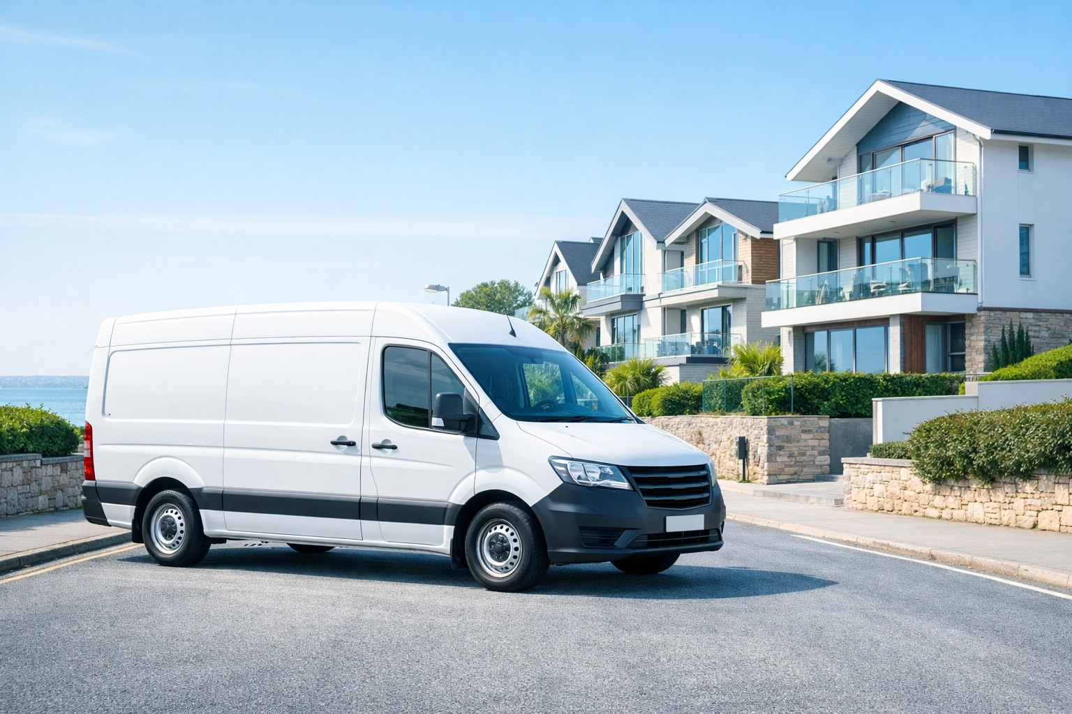 Dorset Electrical Solutions service van parked in a residential area of Bournemouth for local electrical work.