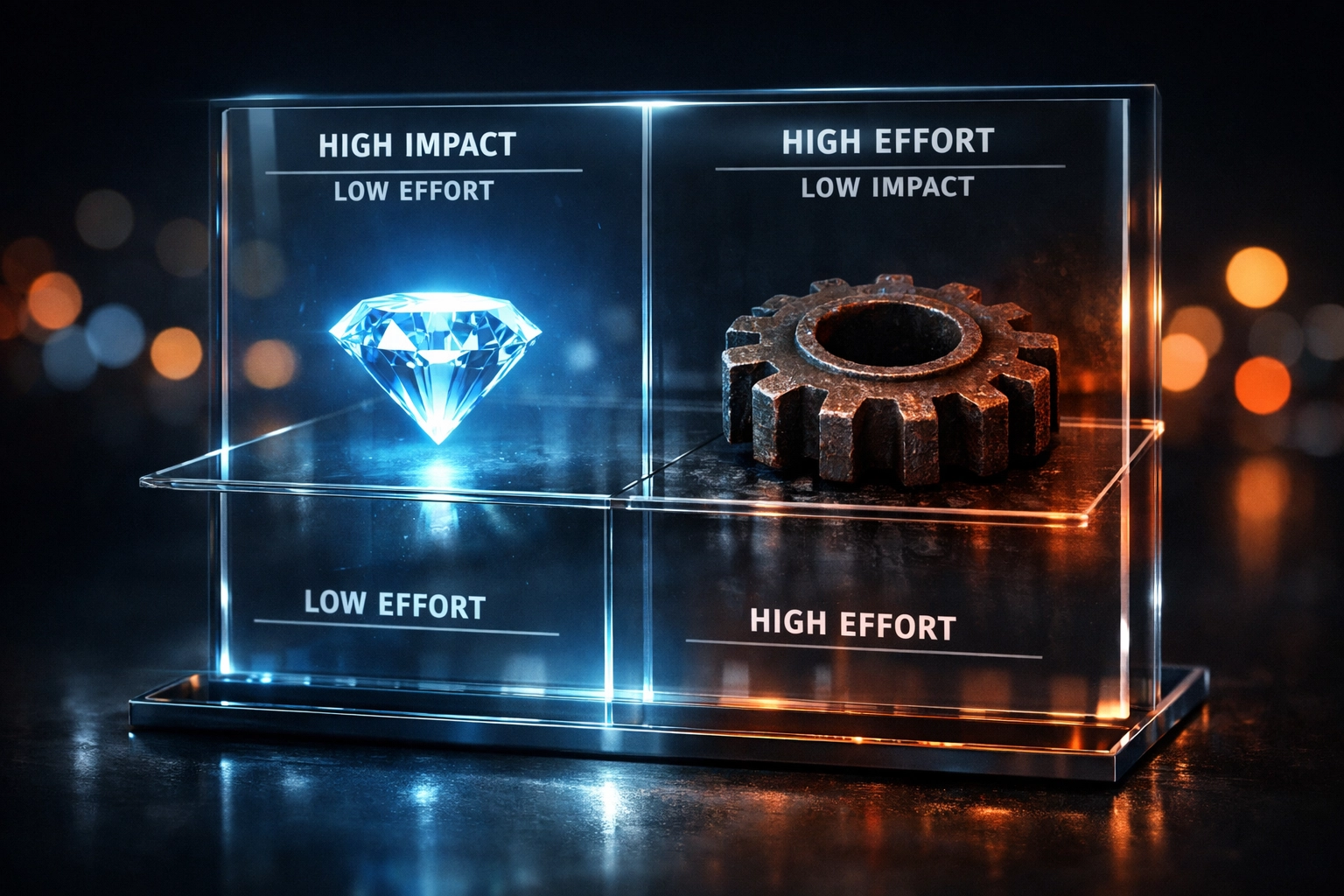 An impact versus effort matrix used to prioritize operational efficiency initiatives in a growing company.