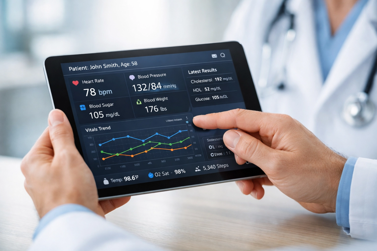 Healthcare provider reviewing patient data for medical weight loss monitoring