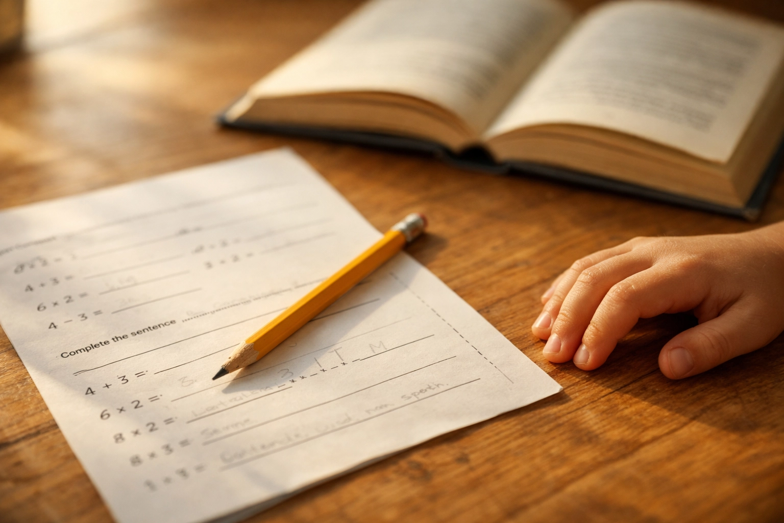 Child pausing over incomplete worksheet showing educational friction in traditional learning