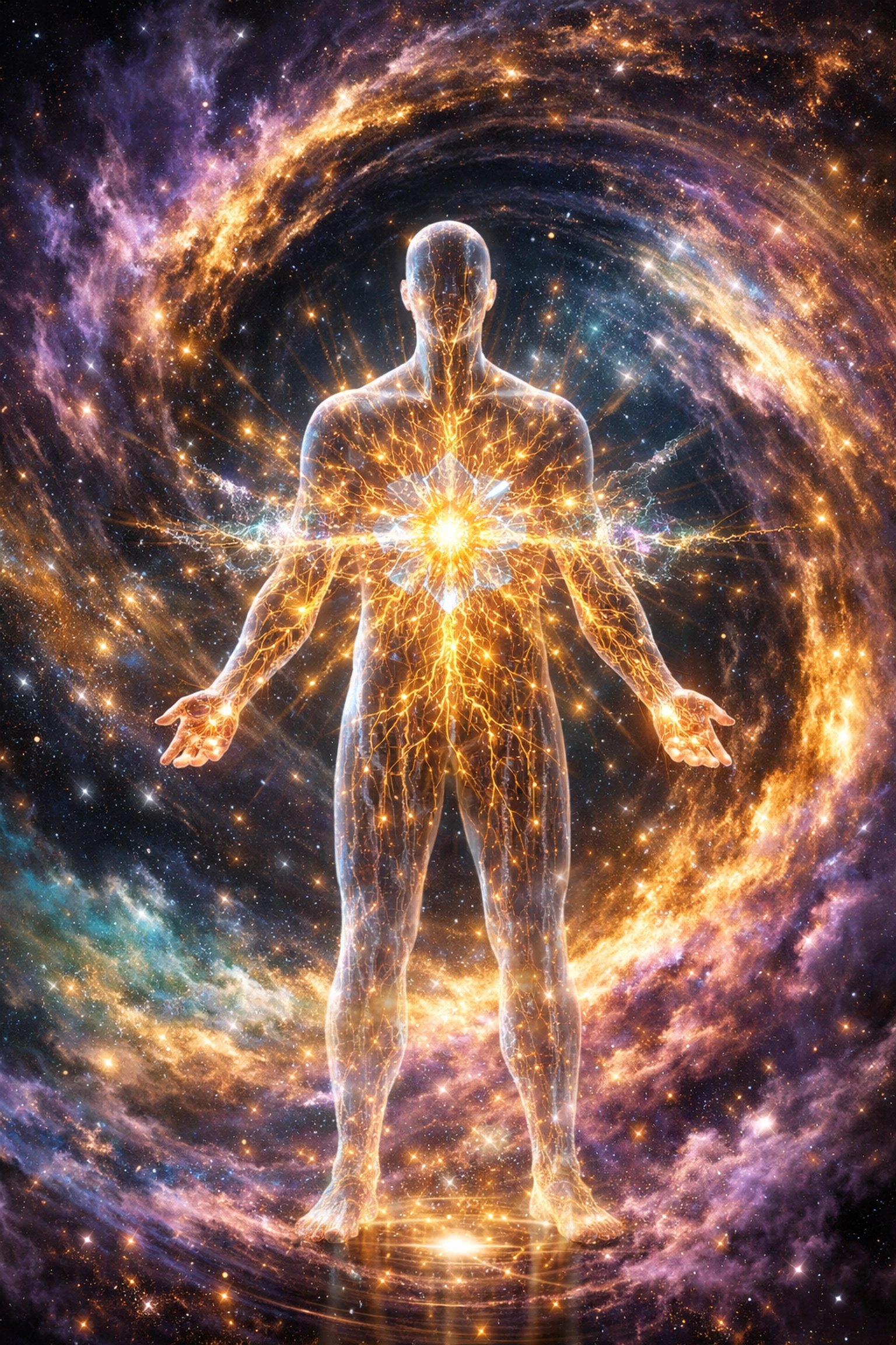 A glowing silhouette representing a high performing leader's nervous system capacity for flow states and financial abundance.