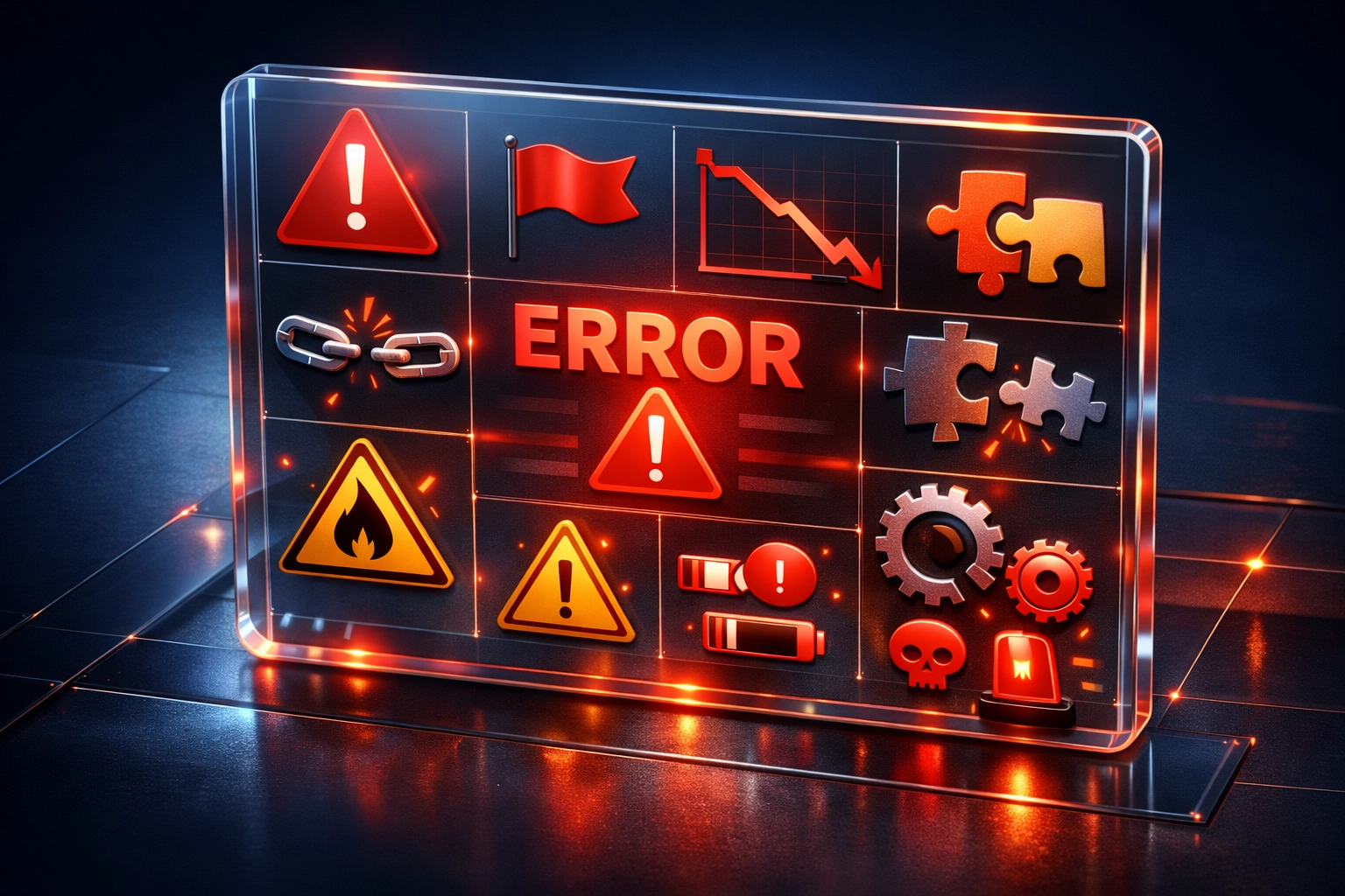Red flag warning dashboard showing ServiceNow license audit alerts and implementation failures