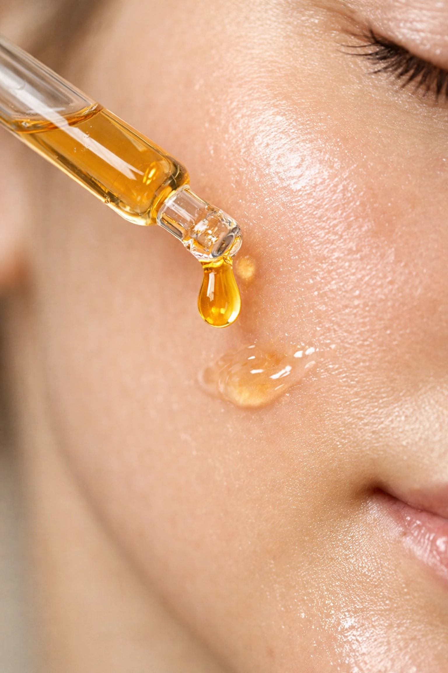 Applying GHK-Cu Glow Peptide serum during custom facial treatment at The Fatigue Clinic