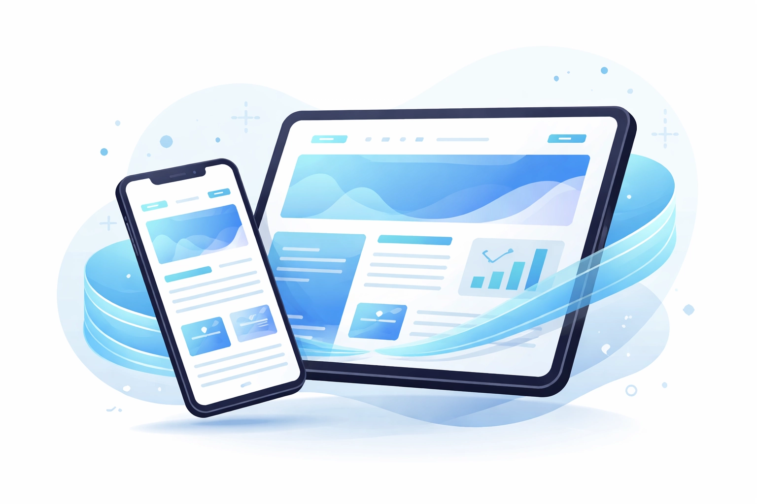 Smartphone and tablet showcasing responsive web design for mobile optimization and better user experience