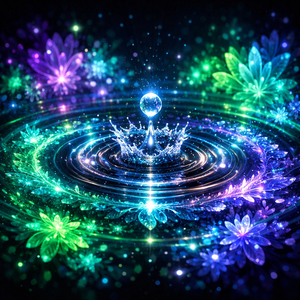 Glowing ripples of light showing the positive impact of co-regulation to be a better parent and more peaceful.