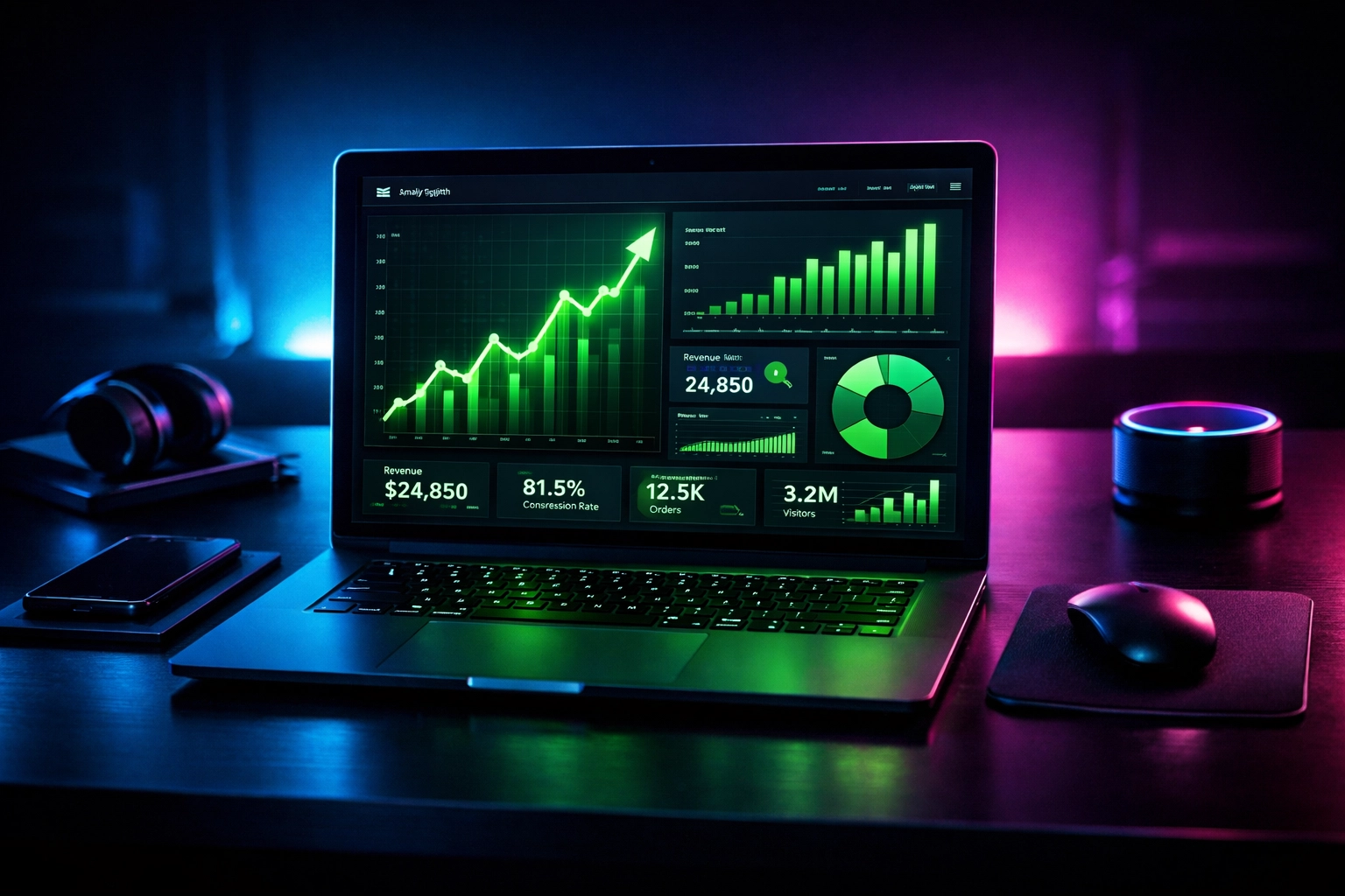 Ecommerce analytics dashboard showing growth metrics and conversion rate optimization
