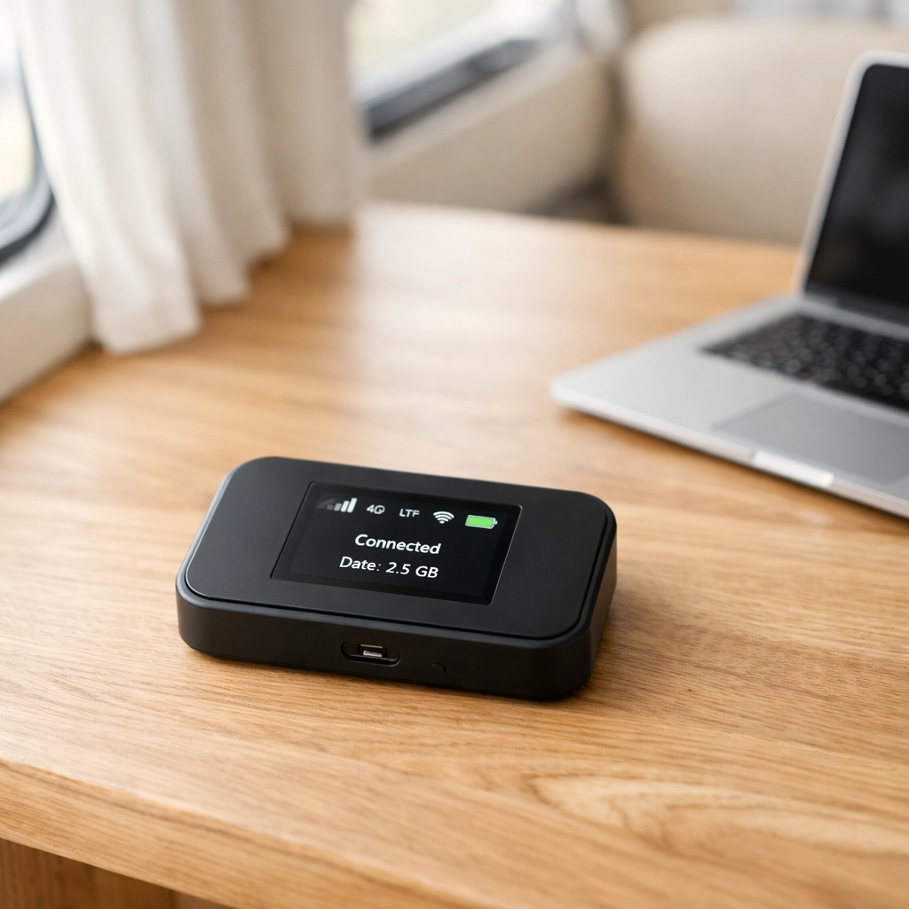 Mobile hotspot device providing wifi for RV travelers